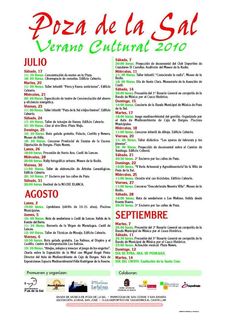 VERANO CULTURAL EN POZA DE LA SAL